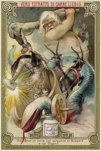 Le dieu Thor combattant le serpent de Midgard et les géants - European School